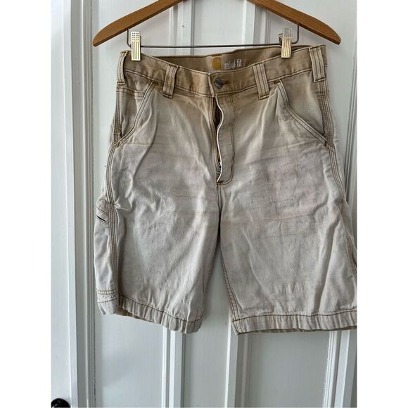 Carhartt men's relaxed fit distressed tan shorts 30 - Picture 1 of 4